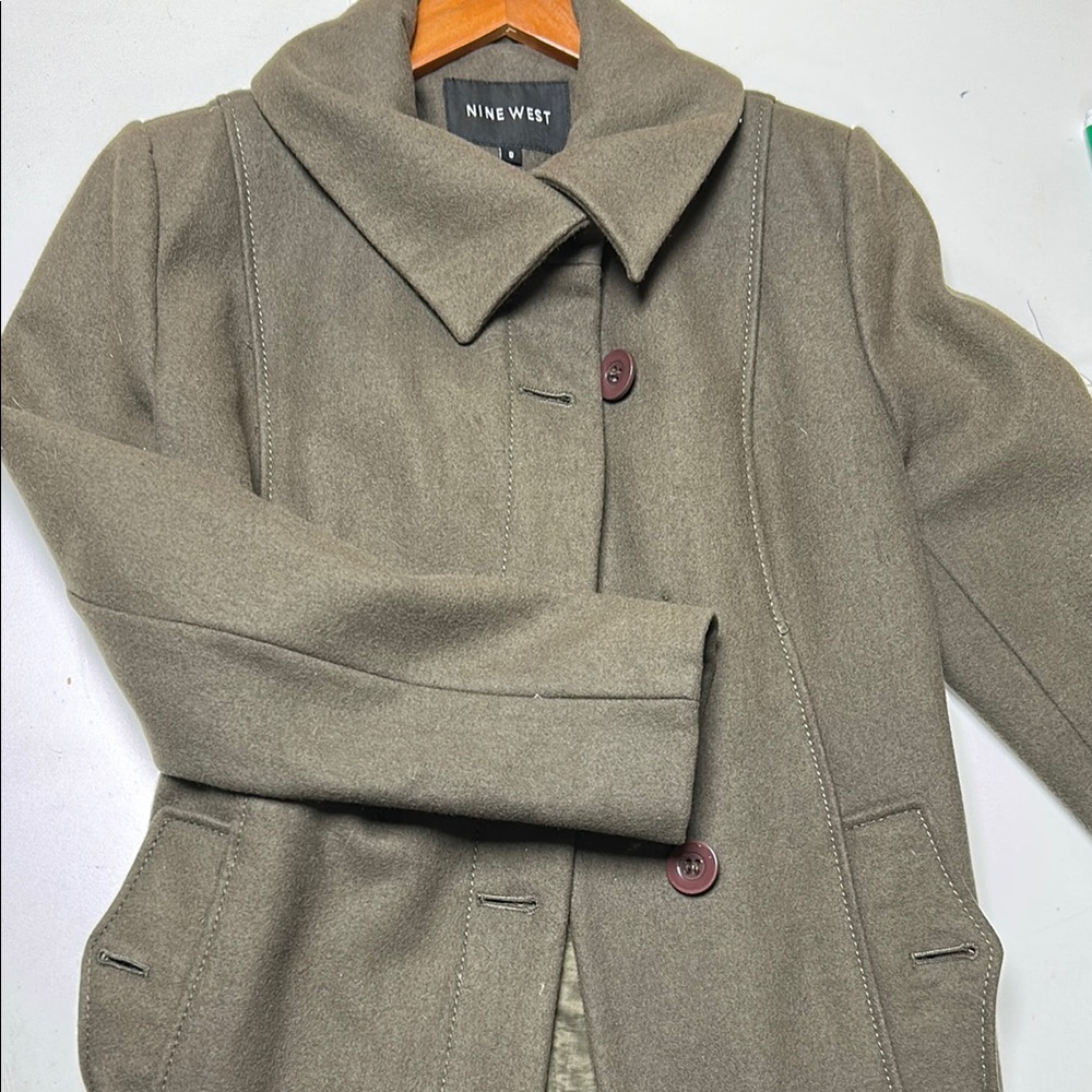 Nine West Green Pea Coat Wool Blend